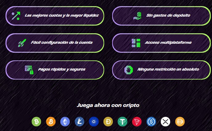 Página de inicio con las promesas de la oferta